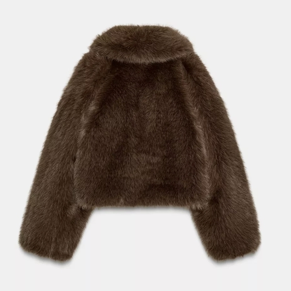 Zara FAUX FUR SHORT COAT - Picture 2 of 7